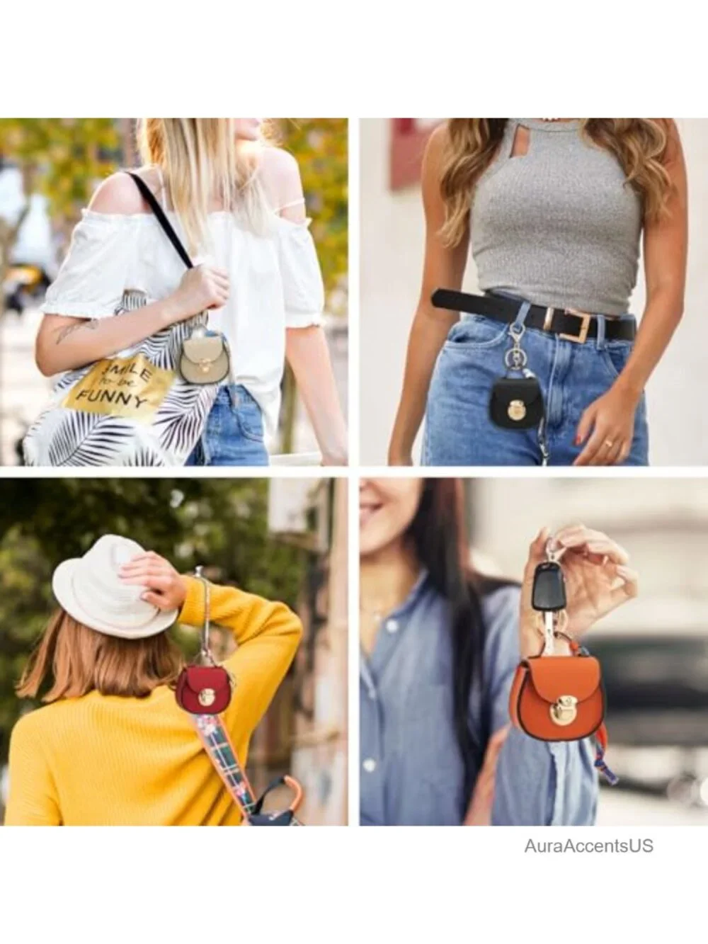 Mini Backpack Keychain PU Leather Coin Purse Snap Button Small Change Pouch